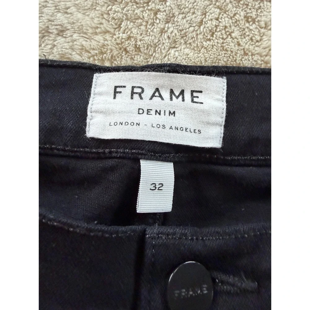 Frame Denim Le Skinny Raw Hem Jeans Film Noir Black LSJRS403 Size 32 - Picture 11 of 15